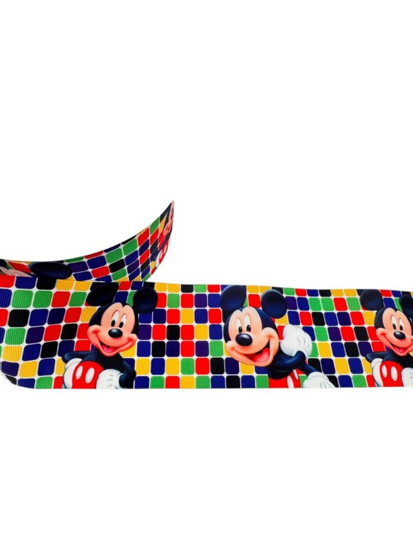 Listón impreso Mickey cuadros colores