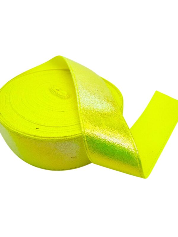 Listón metálico Tono amarillo neon 3.8 cm