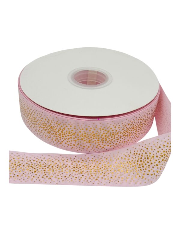 Liston con holograma rosa pastel 3.8cm